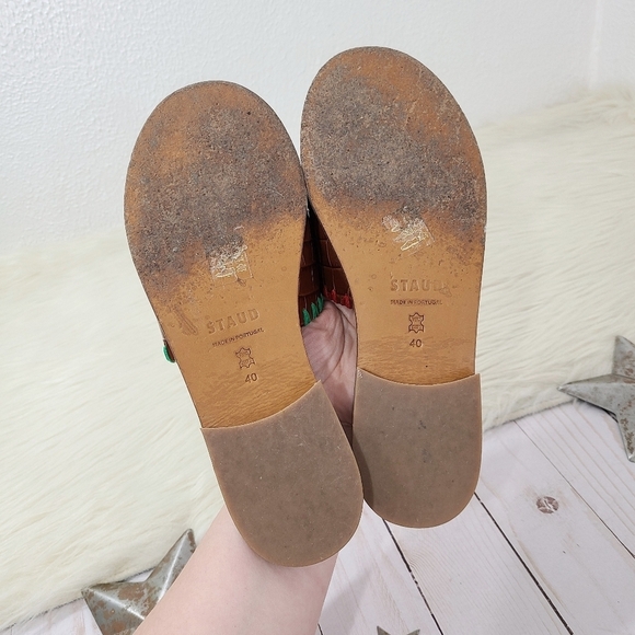 Staud Genie Sandals Mismatched Brown Croc Leather Slides Color women\'s size 40